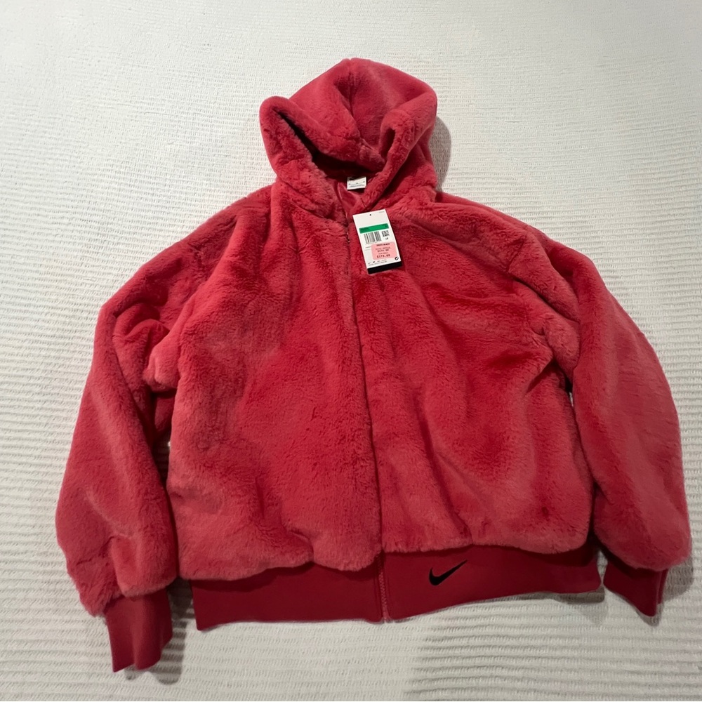 Nike Womens Sportswear Essential Faux Fur Jacket ‘ Archaeo Pink’ Size XL NWT
